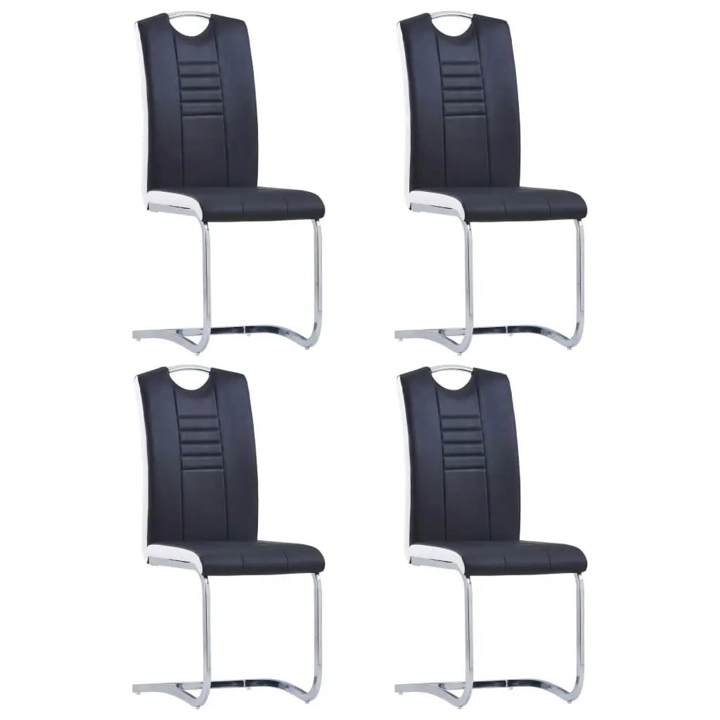 Cantilever Dining Chairs 4 pcs Black Faux Leather 281772