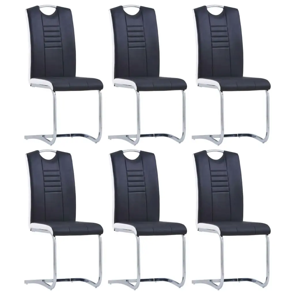 Cantilever Dining Chairs 6 pcs Black Faux Leather 278832