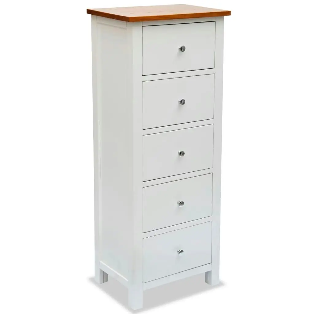 Tall Chest of Drawers 45x32x115 cm Solid Oak Wood 247051