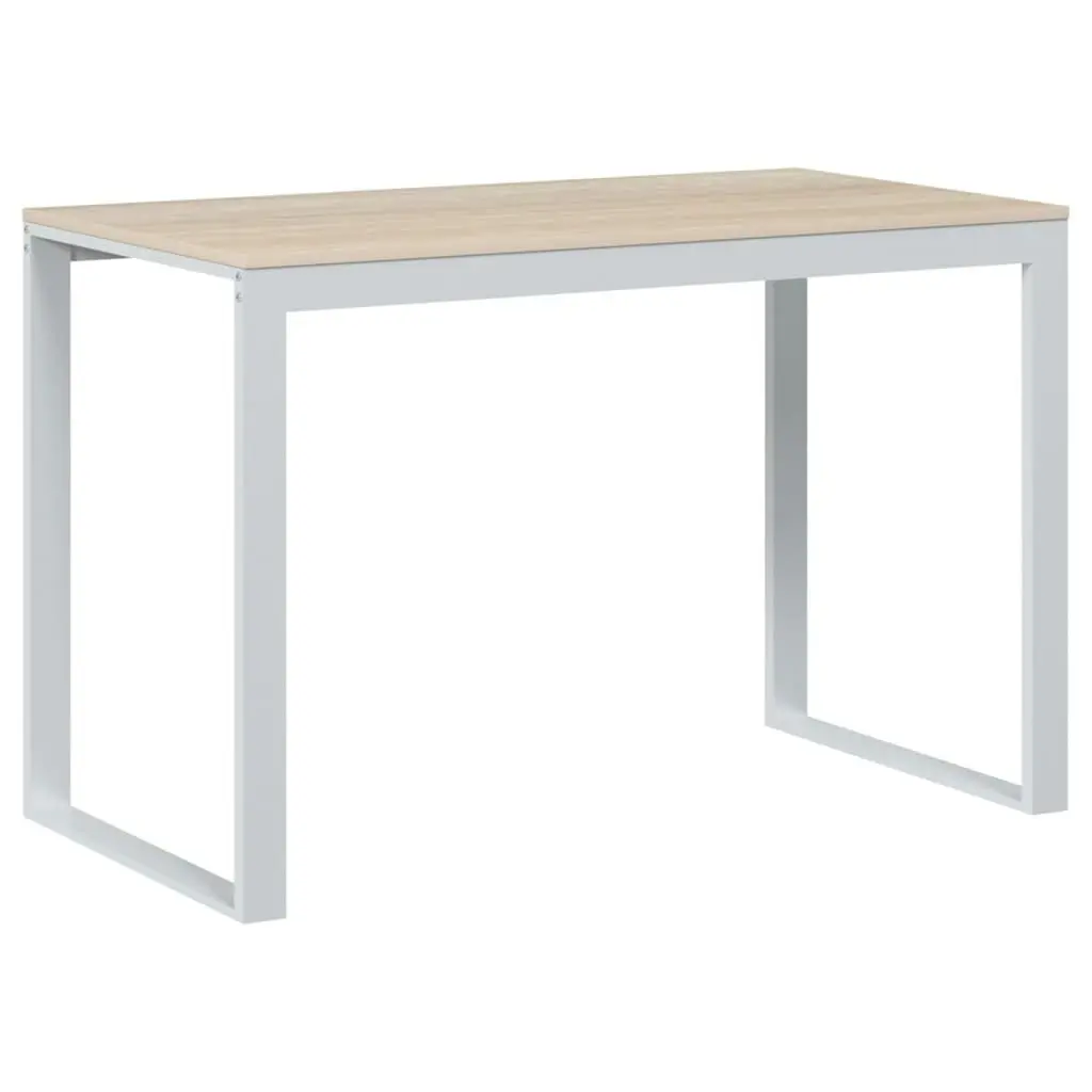 Computer Desk White and Oak 110x60x73 cm Engineered Wood 30198