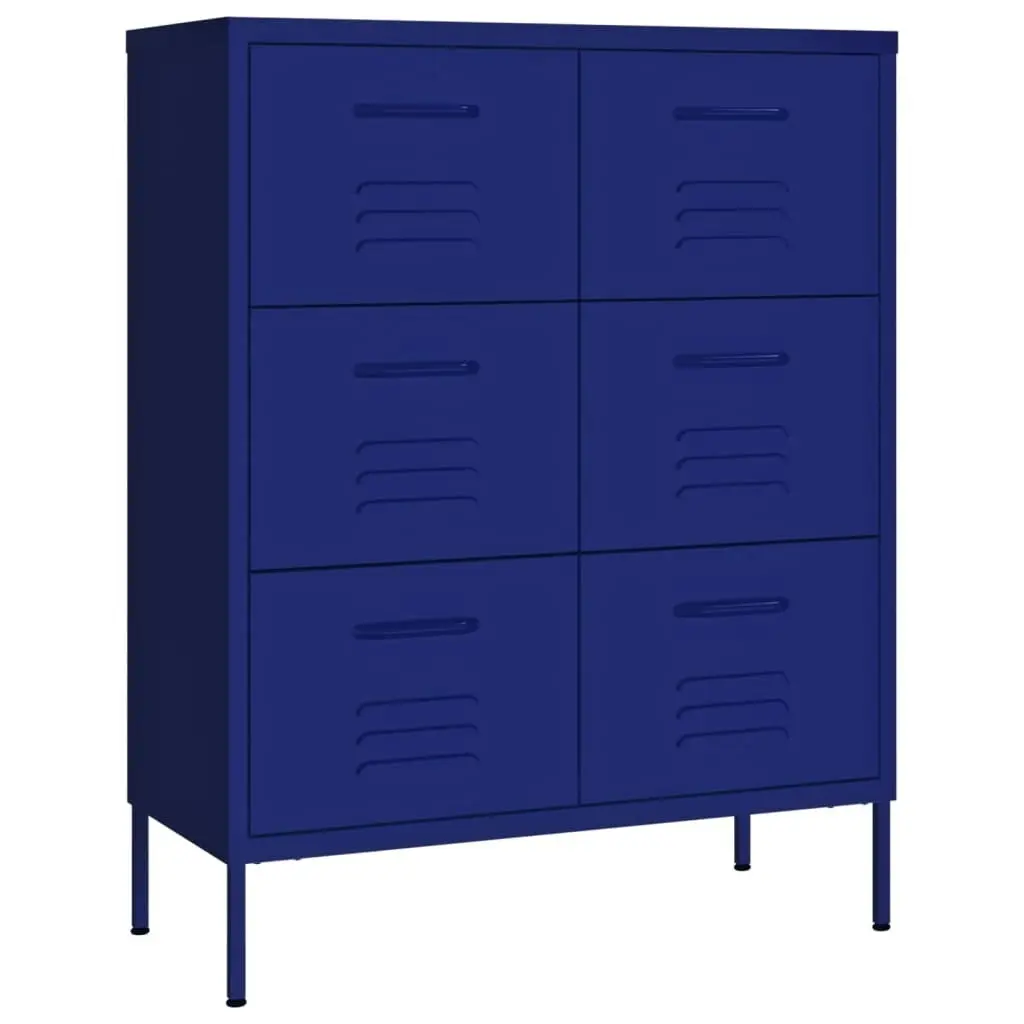 Drawer Cabinet Navy Blue 80x35x101.5 cm Steel 336145