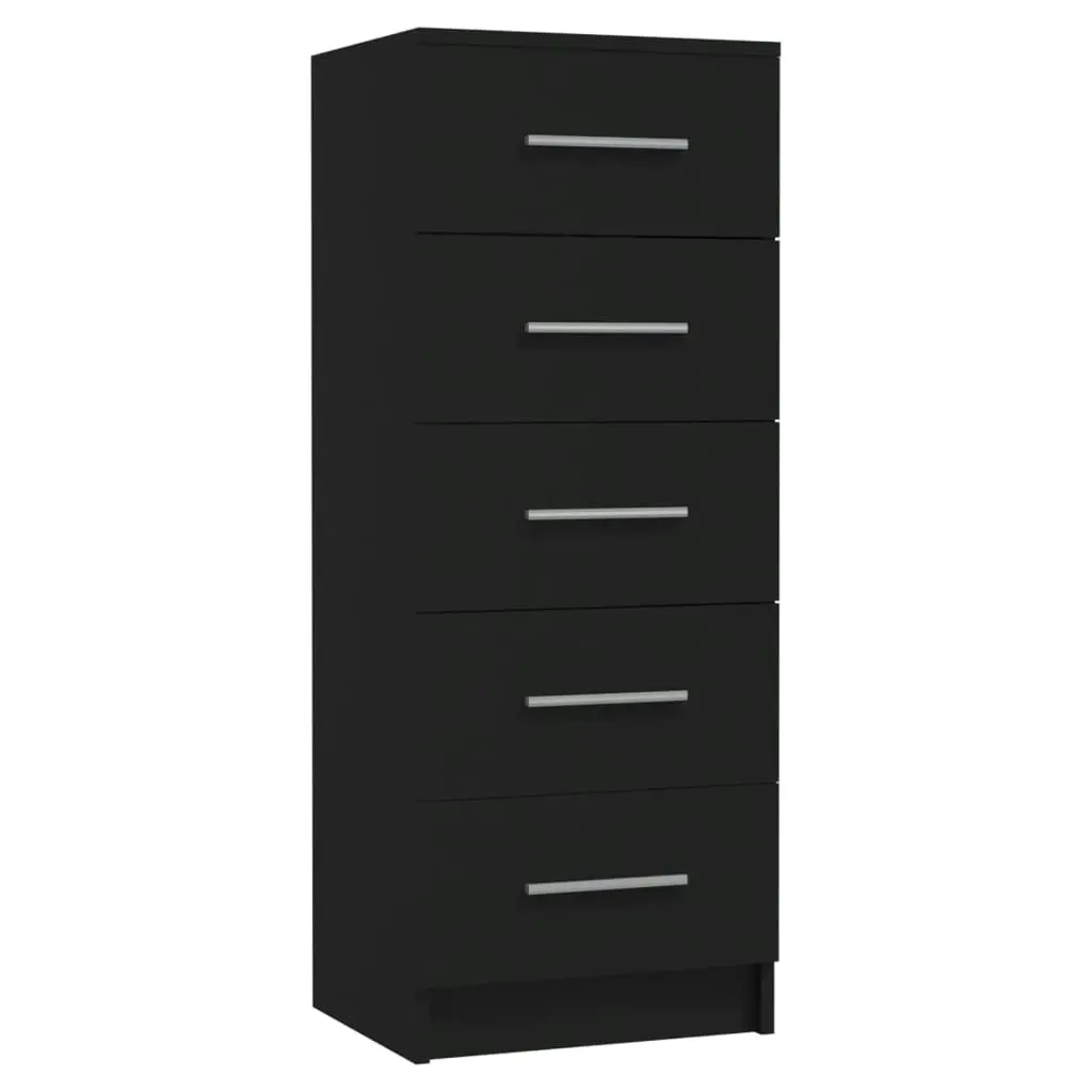 Tall Drawer Chest Black 41x35x106 cm Engineered Wood 340226