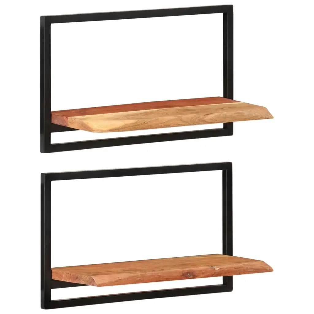 Wall Shelves 2 pcs 60x25x35 cm Solid Wood Acacia and Steel 338459