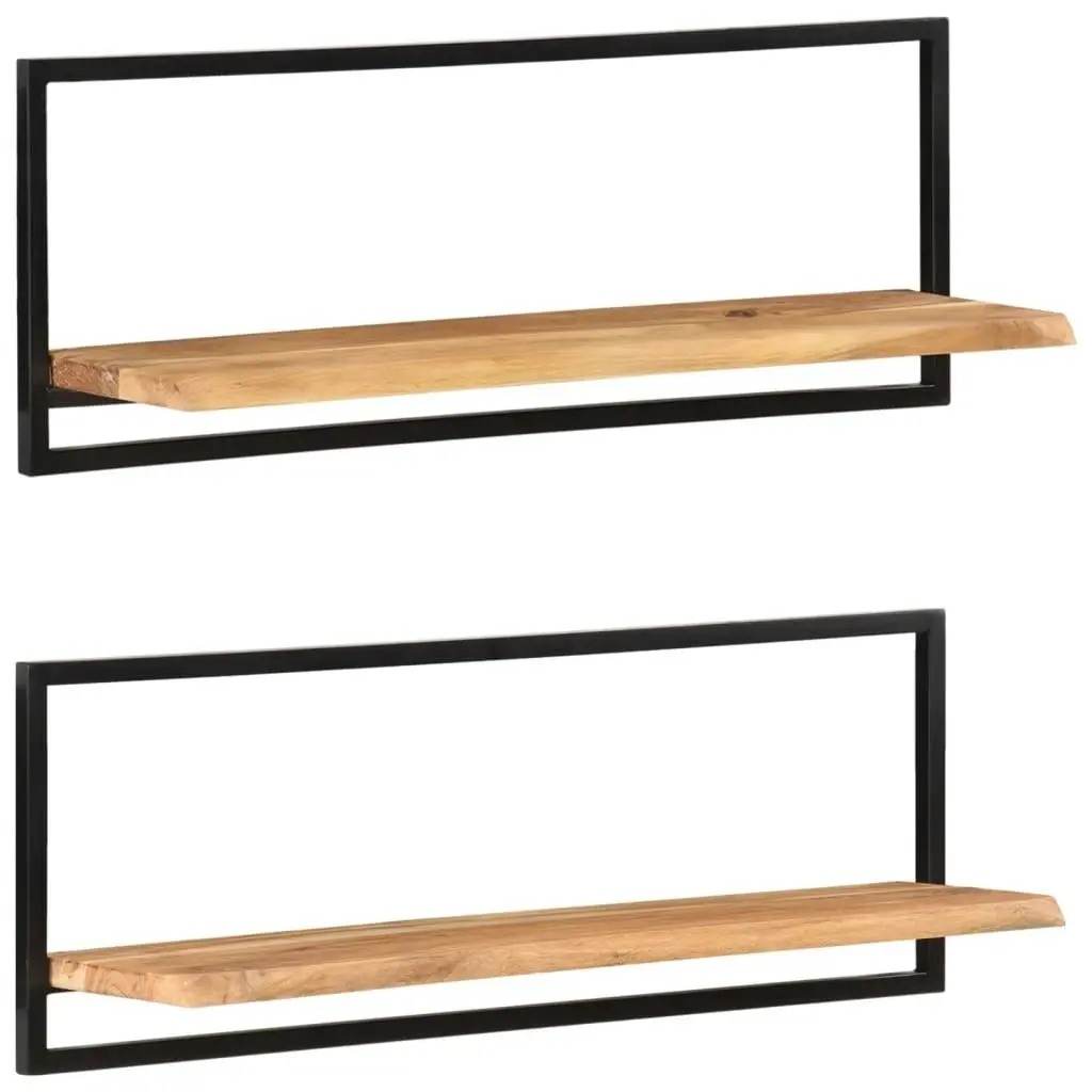 Wall Shelves 2 pcs 100x24x35 cm Solid Wood Acacia and Steel 338457