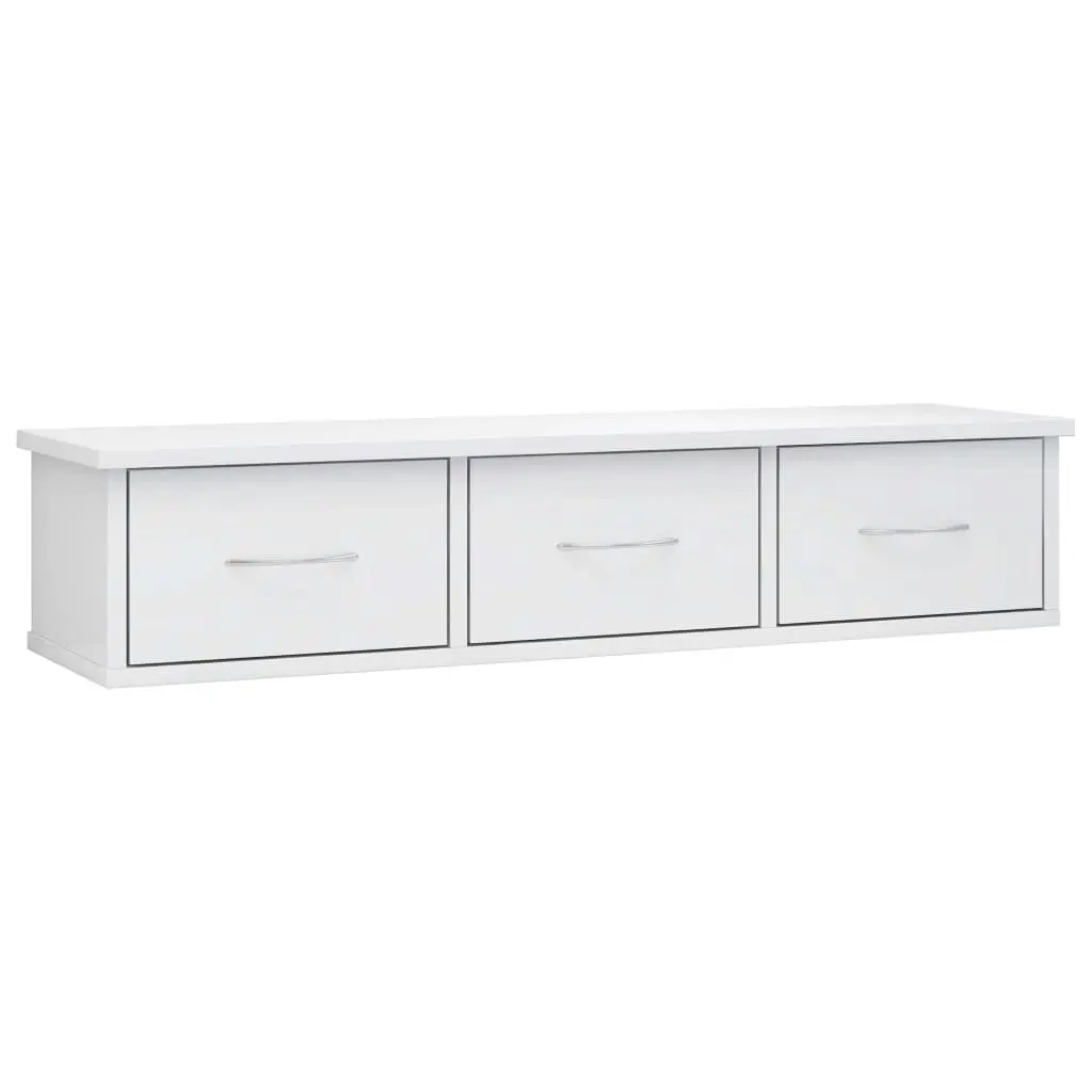 Wall-mounted Drawer Shelf High Gloss White 88x26x18.5 cm Engineered Wood 800600