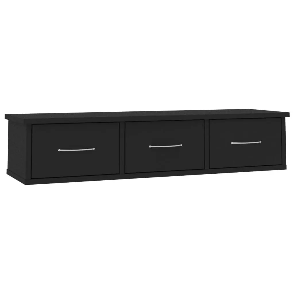 Wall-mounted Drawer Shelf Black 88x26x18.5 cm Engineered Wood 800595