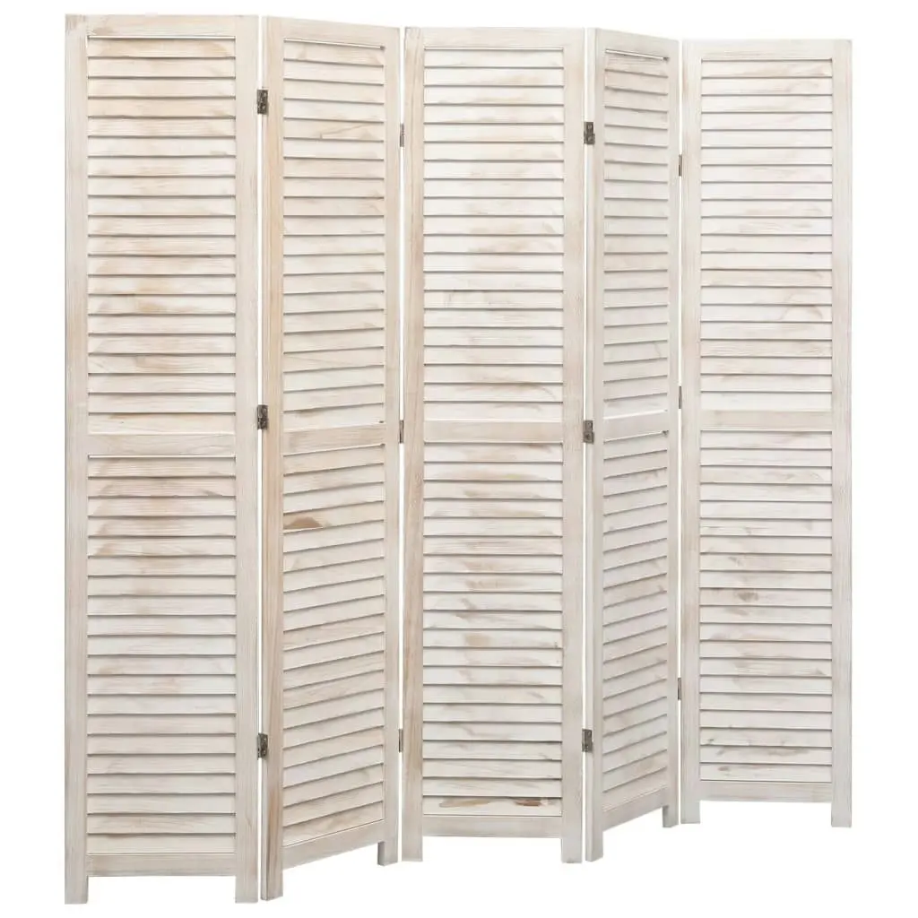 5-Panel Room Divider White 175x165 cm Wood 284201