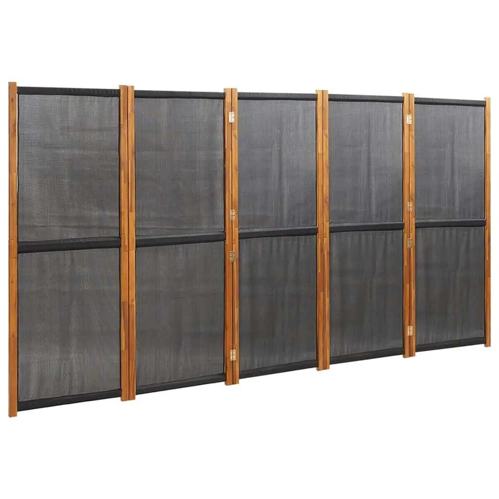 5-Panel Room Divider Black 350x180 cm 319181