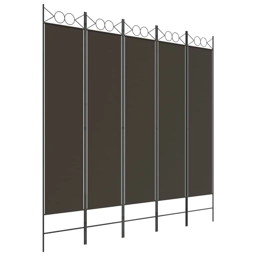 5-Panel Room Divider Brown 200x200 cm Fabric 350155