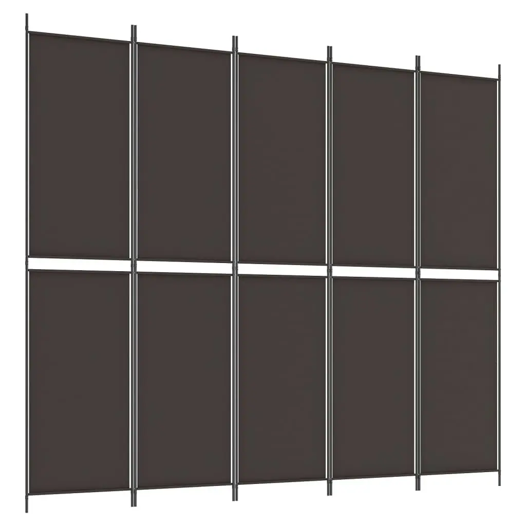 5-Panel Room Divider Brown 250x220 cm Fabric 350251