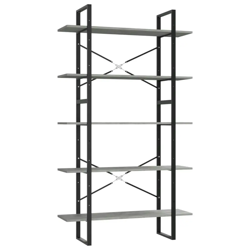 5-Tier Book Cabinet Concrete Grey 100x30x175 cm Engineered Wood 3082002