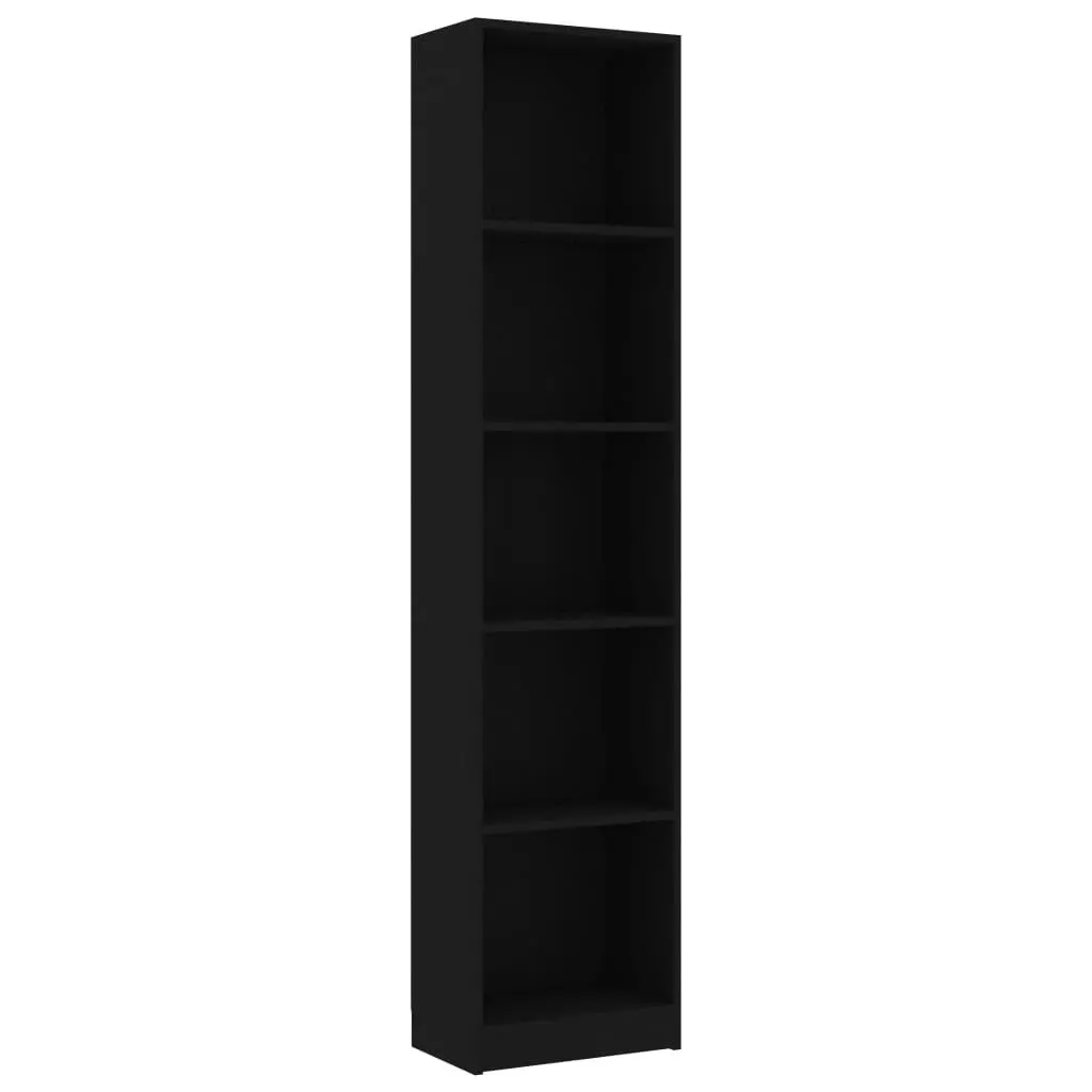 5-Tier Book Cabinet Black 40x24x175 cm Engineered Wood 800847