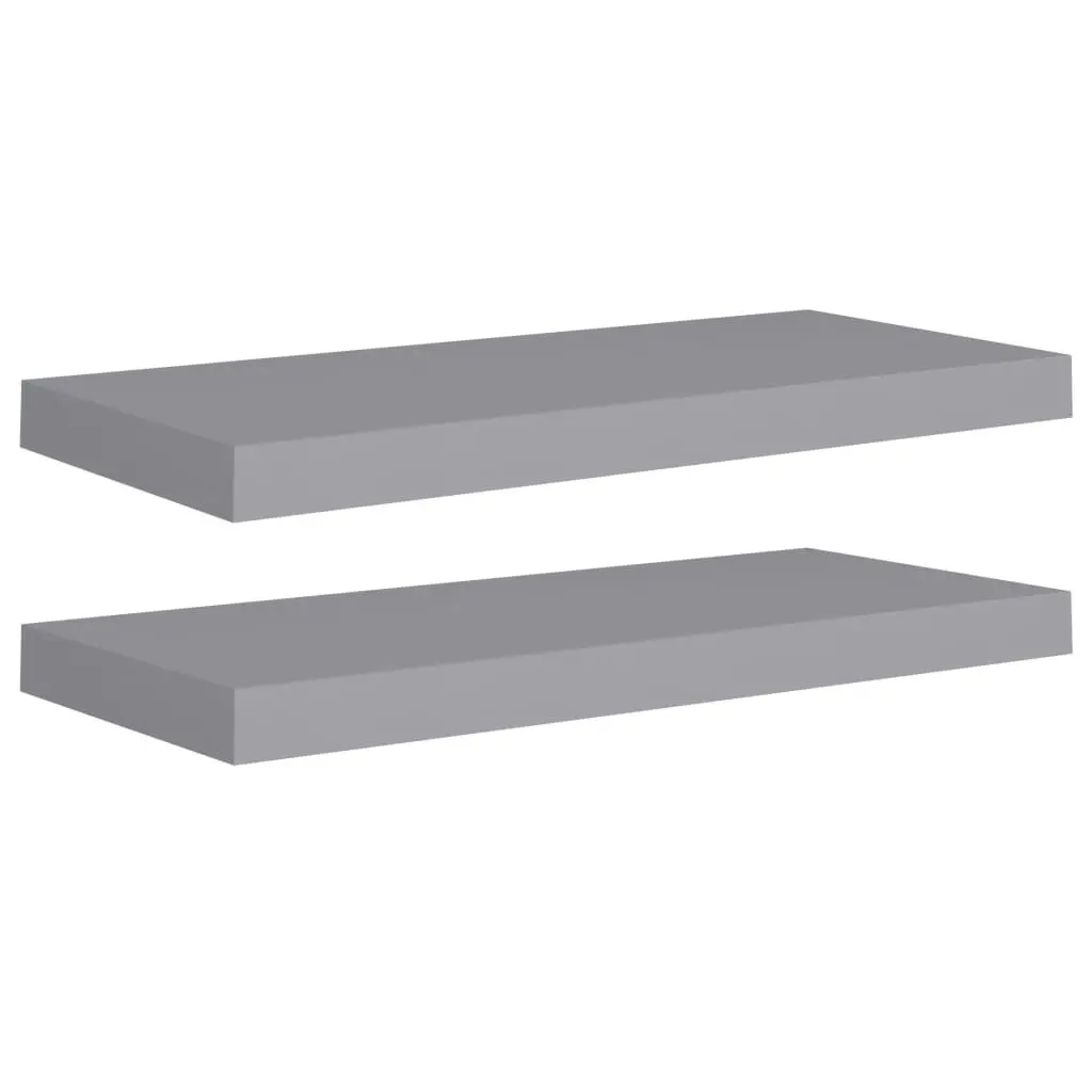 Floating Wall Shelves 2 pcs Grey 60x23.5x3.8 cm MDF 323854