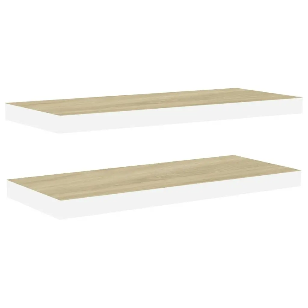 Floating Wall Shelves 2 pcs Oak and White 60x23.5x3.8 cm MDF 326577