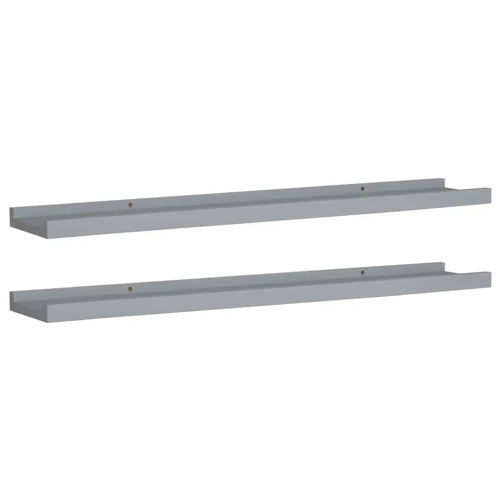 Picture Frame Ledge Shelves 2 pcs Grey 80x9x3 cm MDF 323936