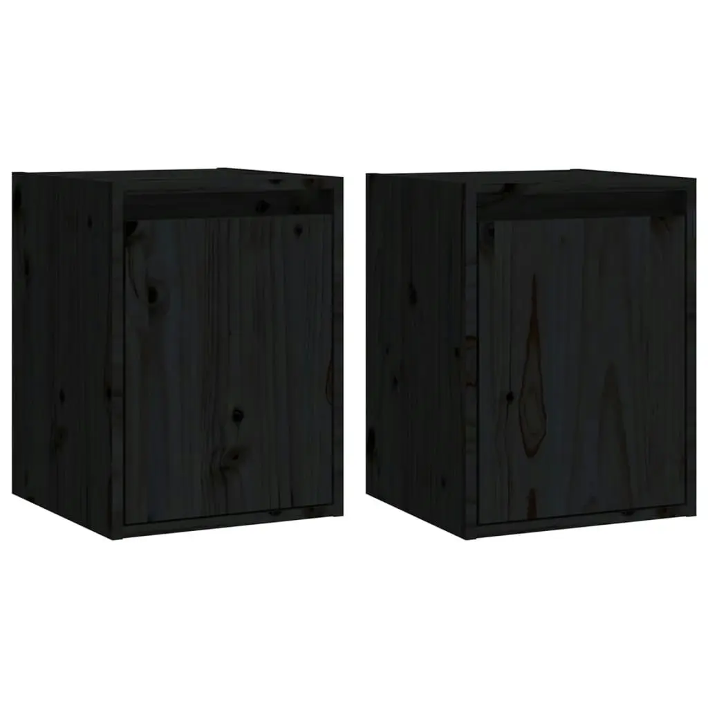 Wall Cabinets 2pcs Black 30x30x40 cm Solid Wood Pine 813484