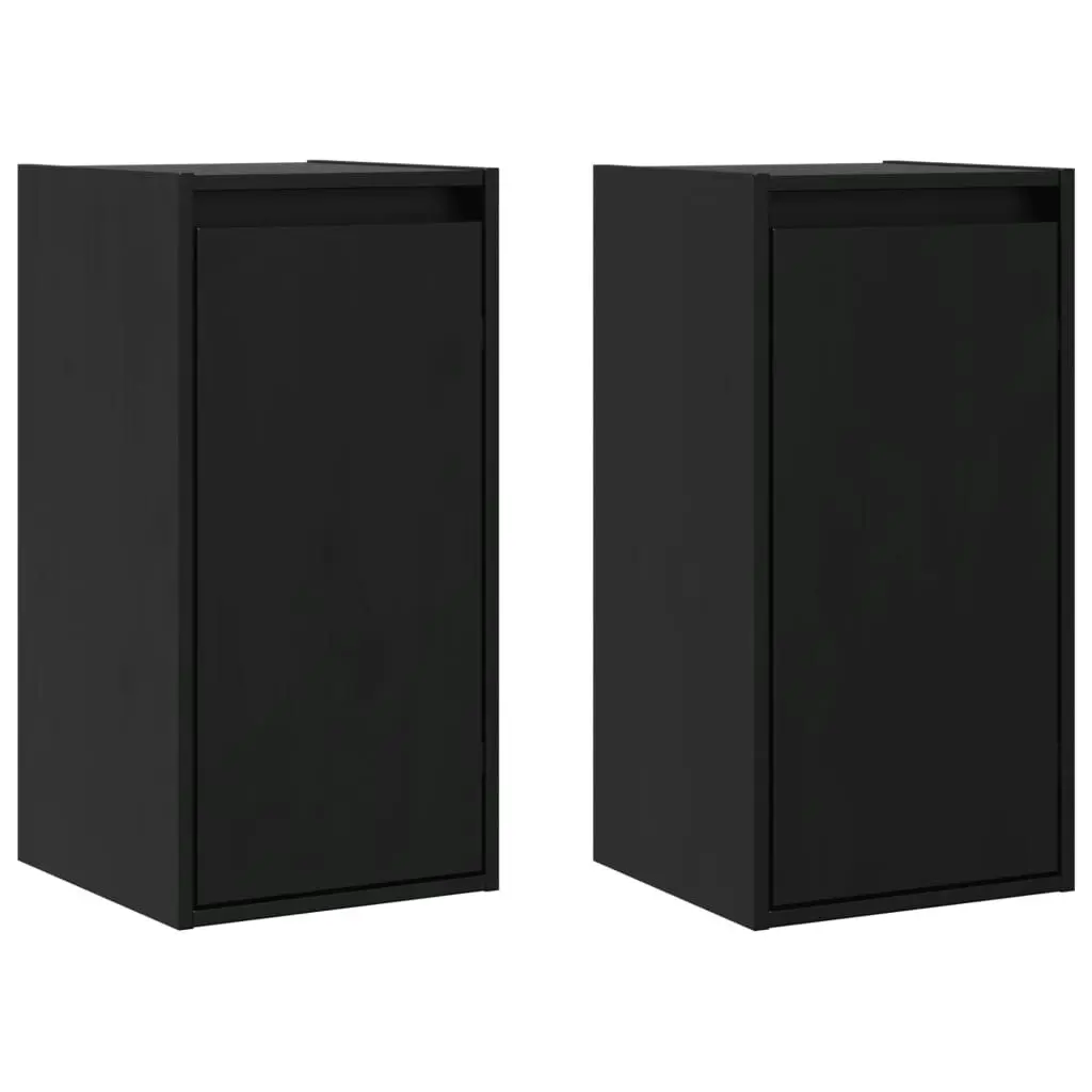 Wall Cabinets 2 pcs Black 30x30x60 cm Solid Wood Pine 813494