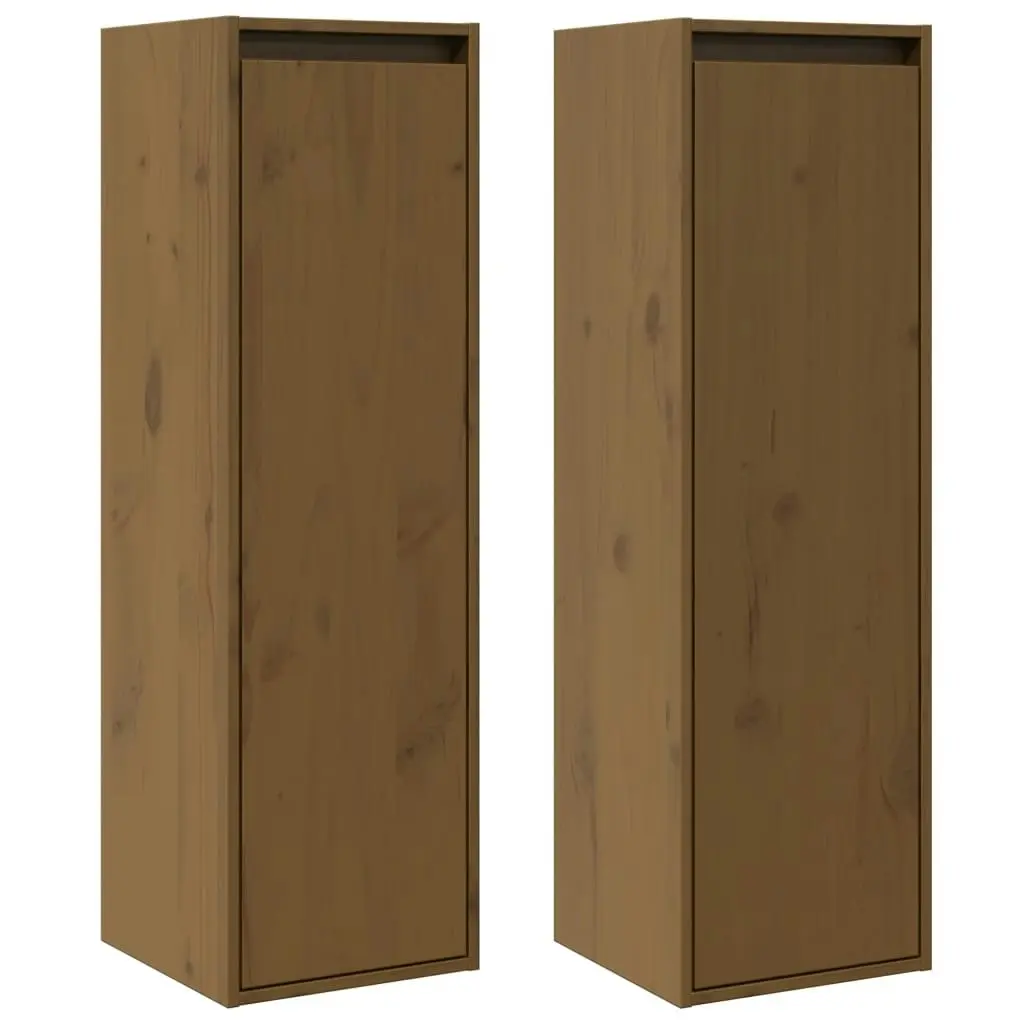 Wall Cabinets 2 pcs Honey Brown 30x30x100 cm Solid Wood Pine 813512