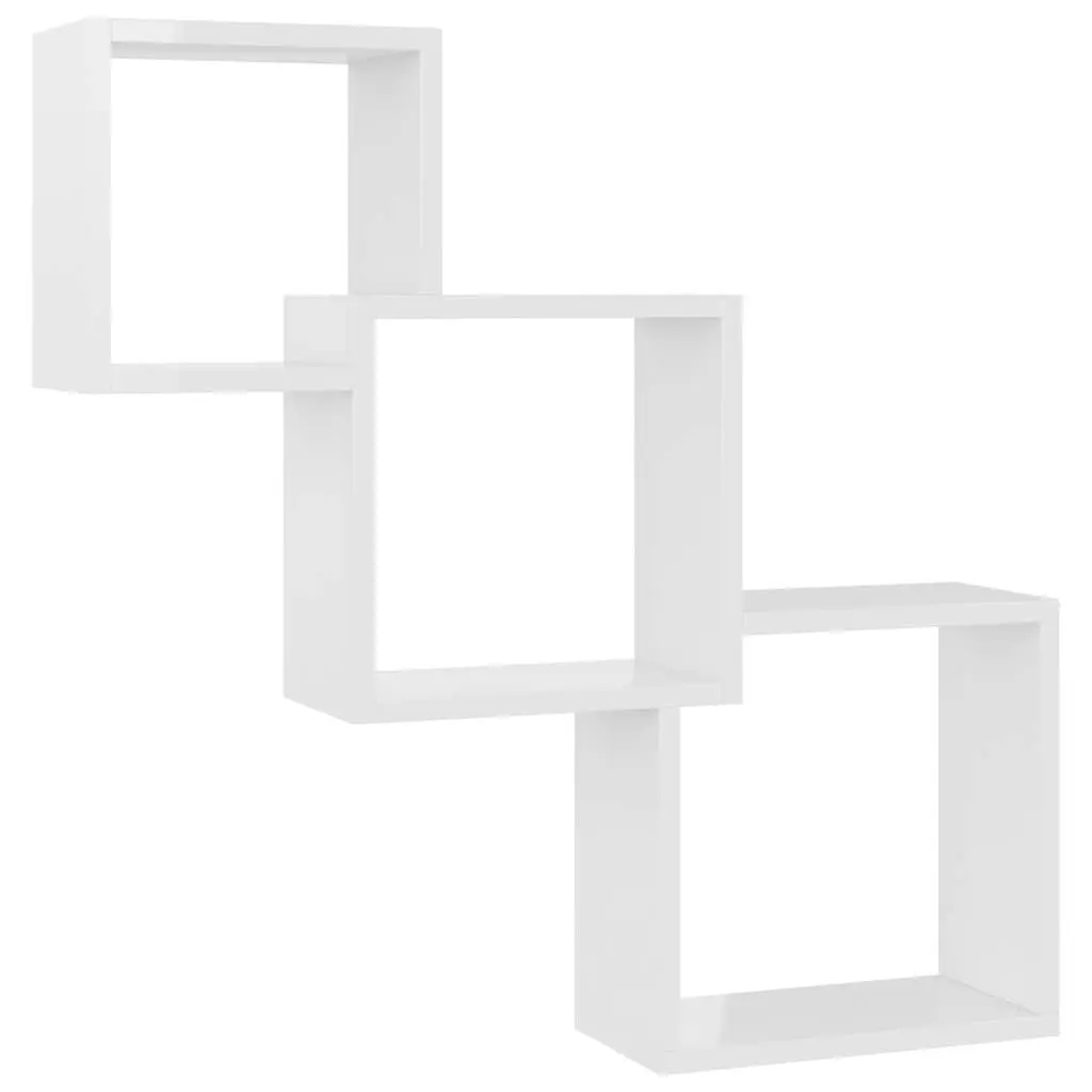 Cube Wall Shelves High Gloss White 68x15x68 cm Engineered Wood 800276