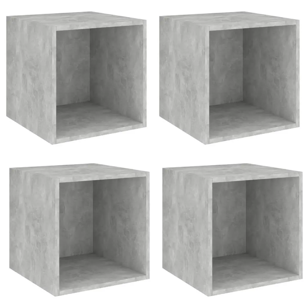 Wall Cabinets 4 pcs Concrete Grey 37x37x37 cm Engineered Wood 805458