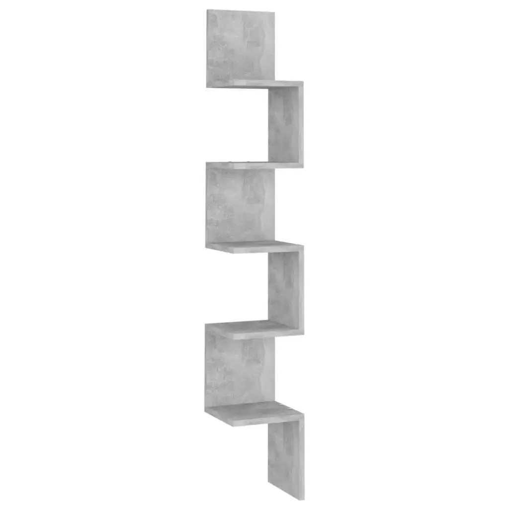 Wall Corner Shelf Concrete Grey 20x20x127.5 cm Engineered Wood 807281