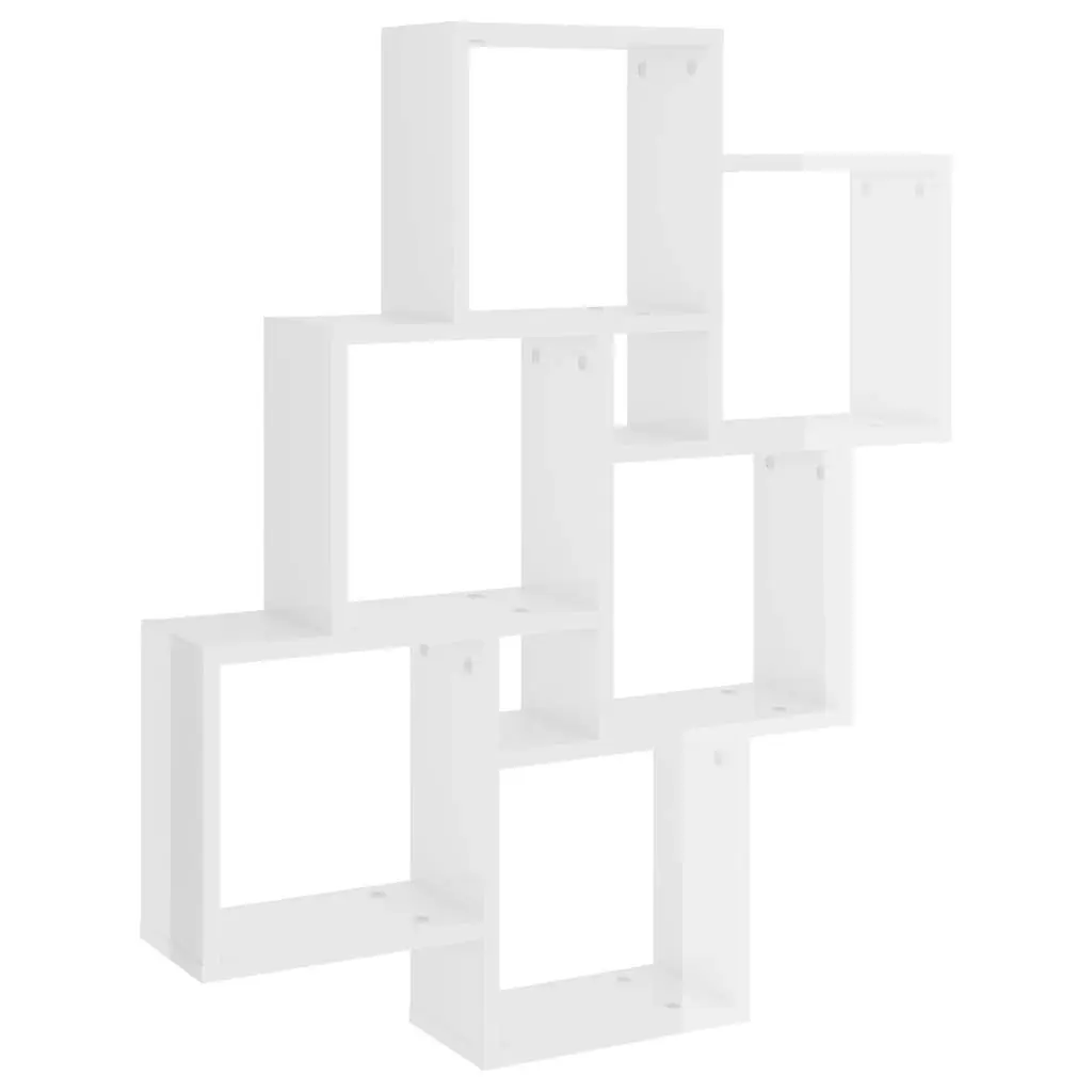 Wall Cube Shelf High Gloss White 78x15x93 cm Engineered Wood 807175