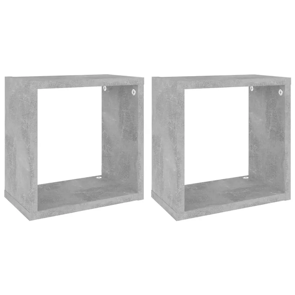 Wall Cube Shelves 2 pcs Concrete Grey 26x15x26 cm 807037