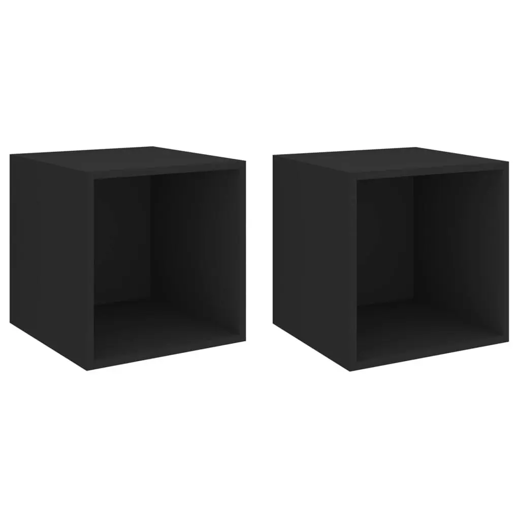 Wall Cabinets 2 pcs Black 37x37x37 cm Engineered Wood 805448