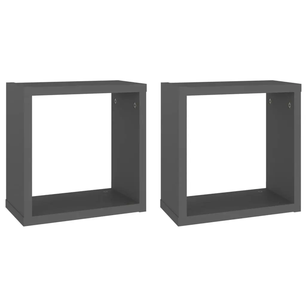 Wall Cube Shelves 2 pcs Grey 30x15x30 cm 807004