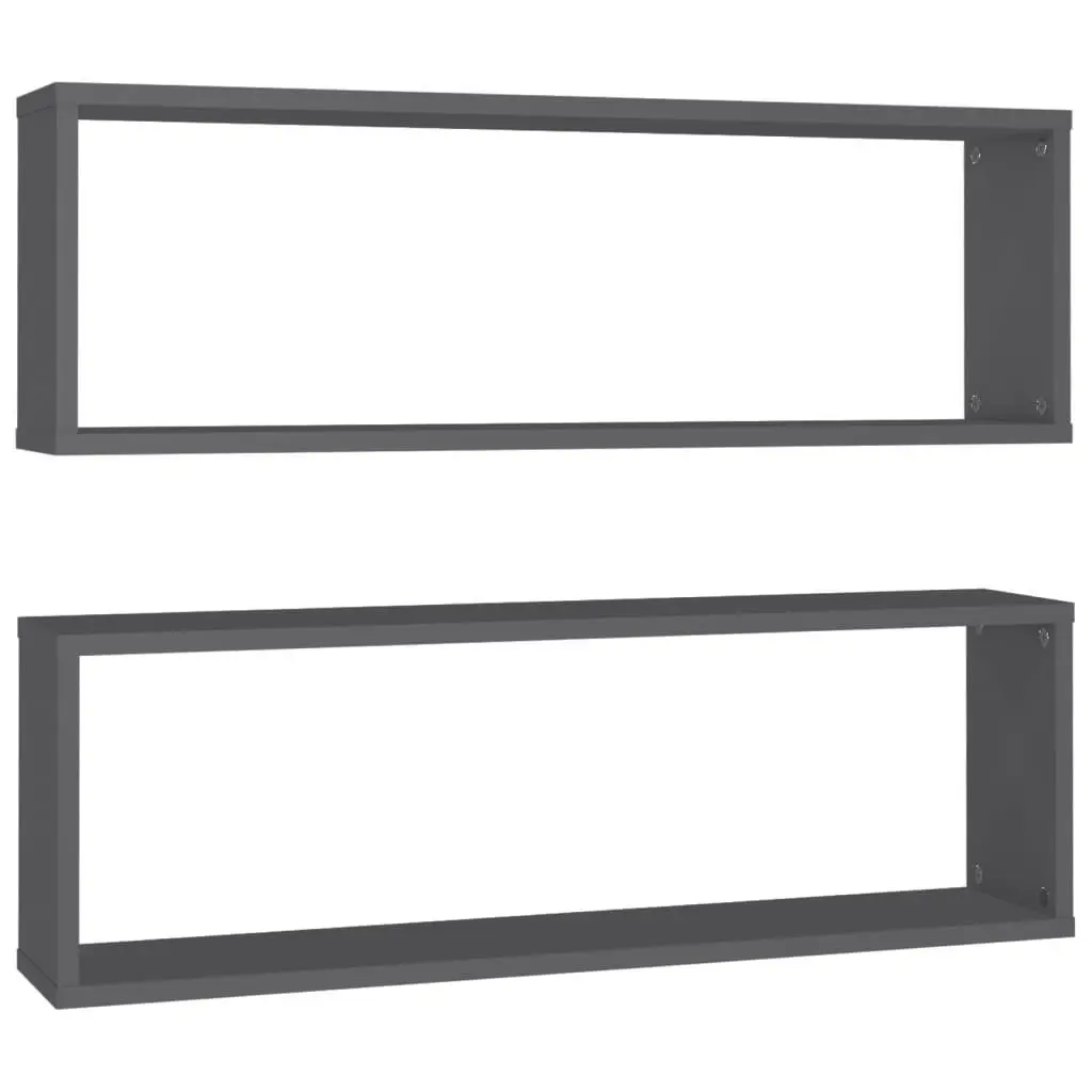 Wall Cube Shelves 2 pcs Grey 80x15x26.5 cm Engineered Wood 807112