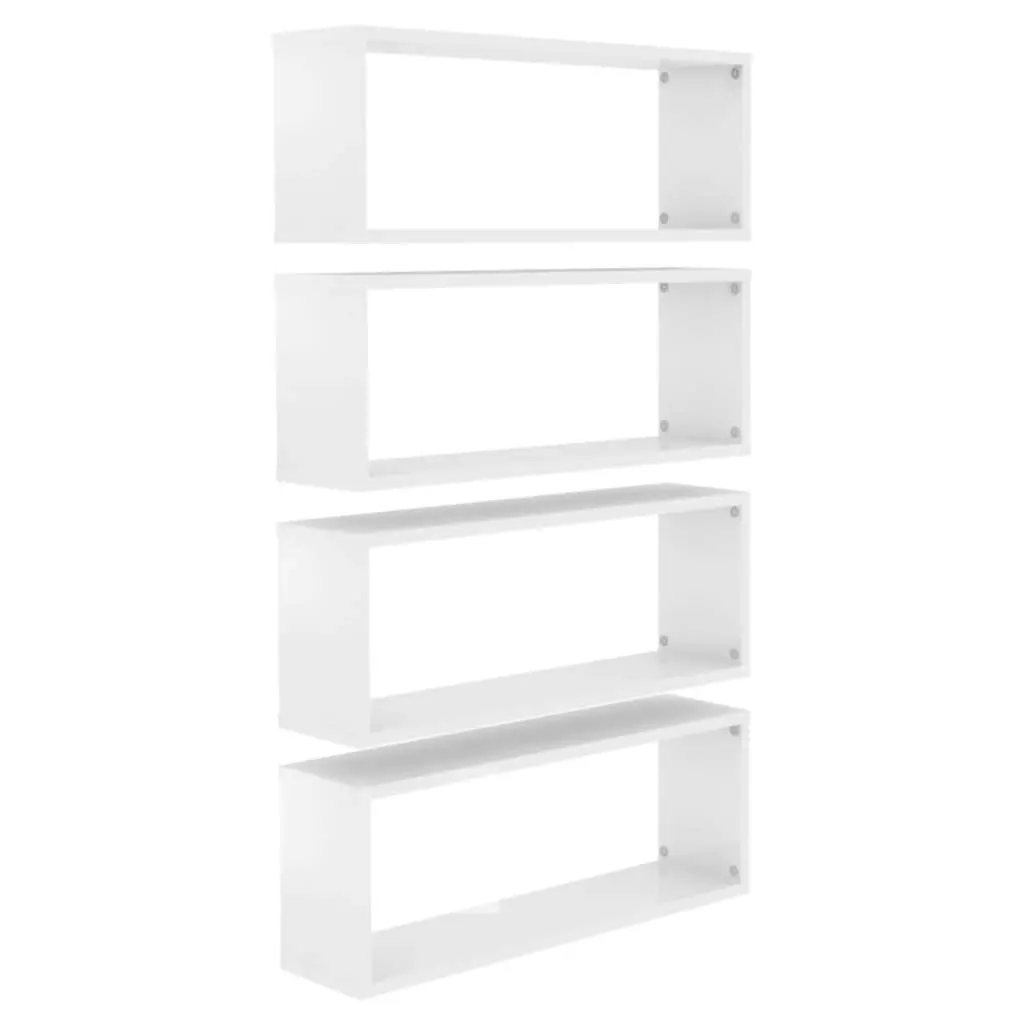 Wall Cube Shelves 4 pcs High Gloss White 60x15x23 cm Engineered Wood 807152