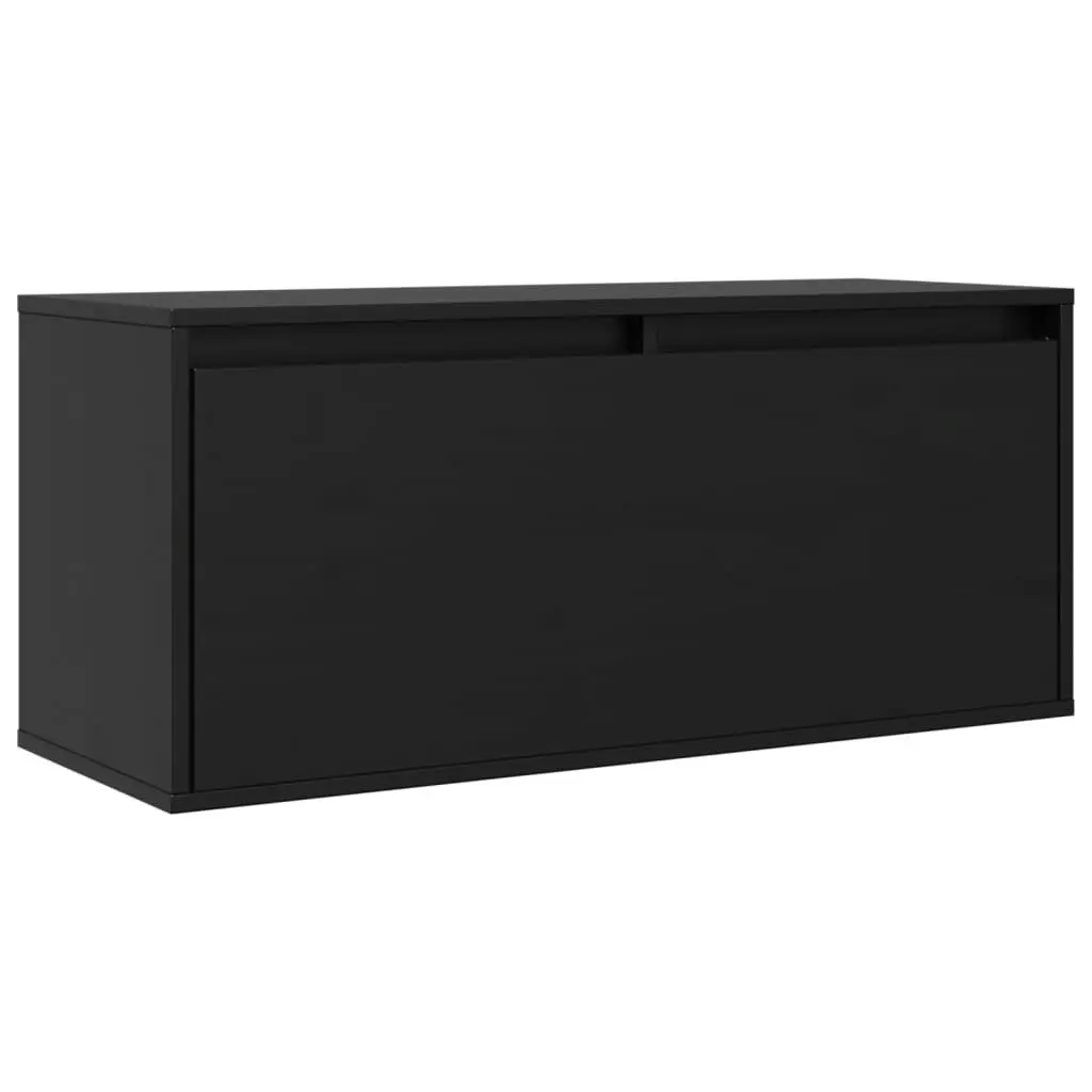 Wall Cabinet Black 80x30x35 cm Solid Wood Pine 813463