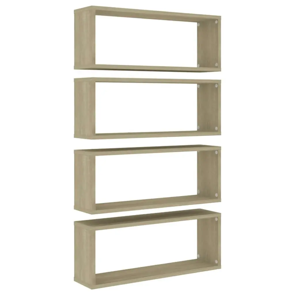 Wall Cube Shelves 4 pcs Sonoma Oak 60x15x23 cm Engineered Wood 807143