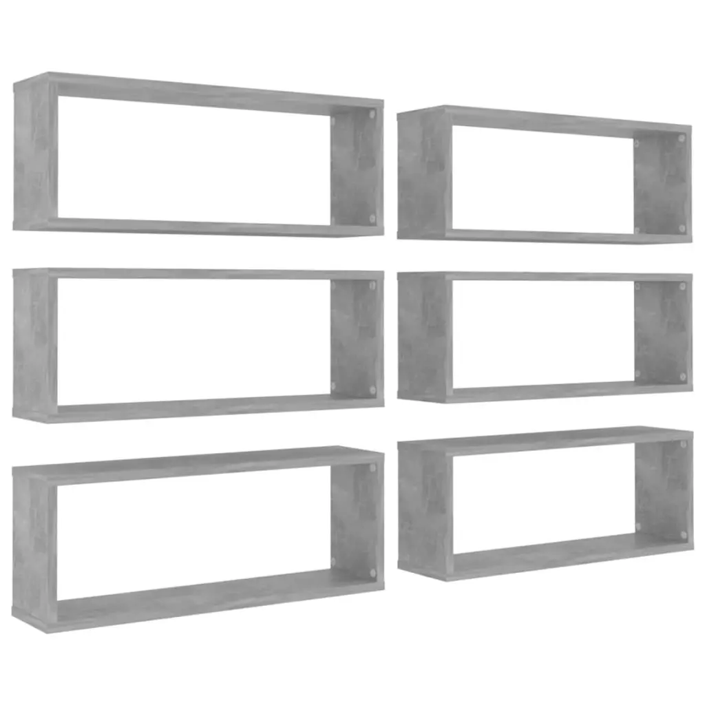 Wall Cube Shelves 6 pcs Concrete Grey 60x15x23 cm Engineered Wood 807147