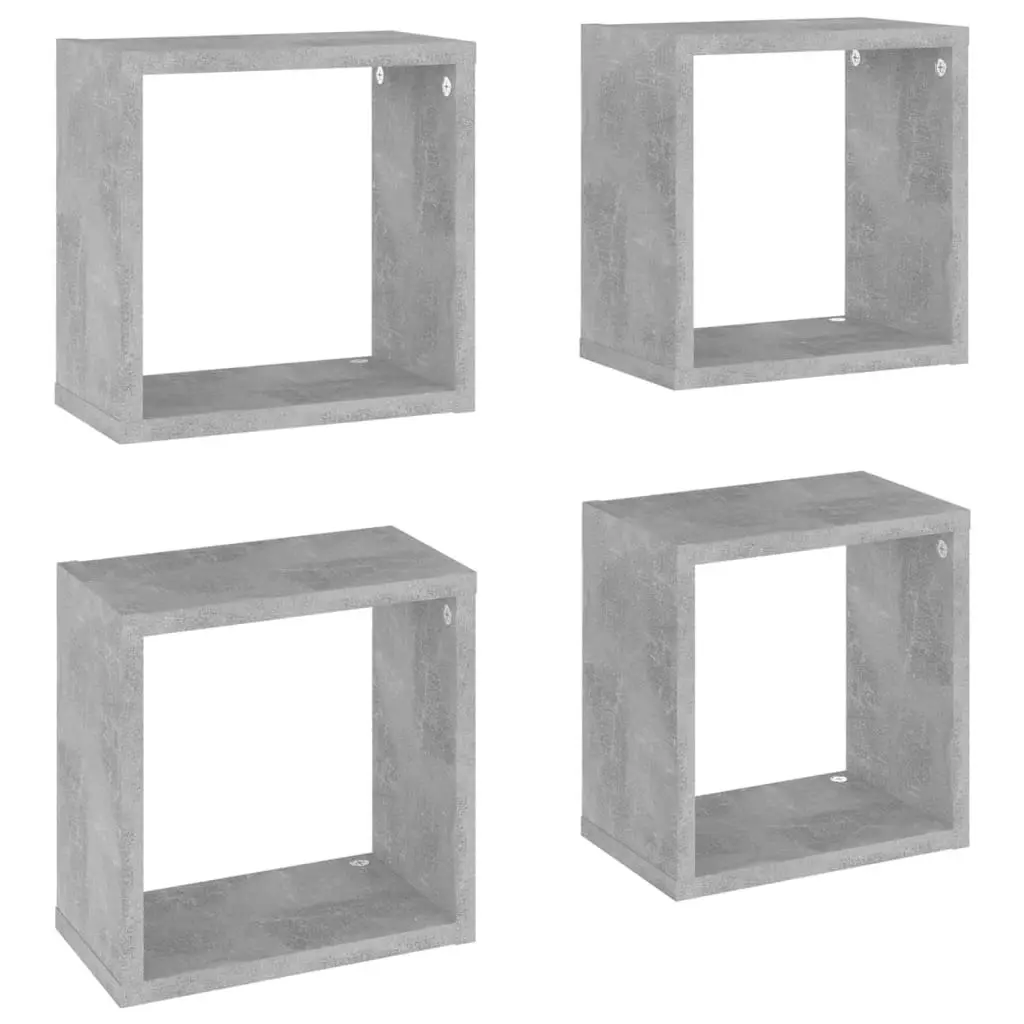 Wall Cube Shelves 4 pcs Concrete Grey 26x15x26 cm 807038