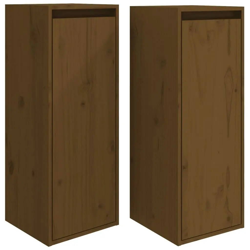 Wall Cabinets 2 pcs Honey Brown 30x30x80 cm Solid Wood Pine 813502