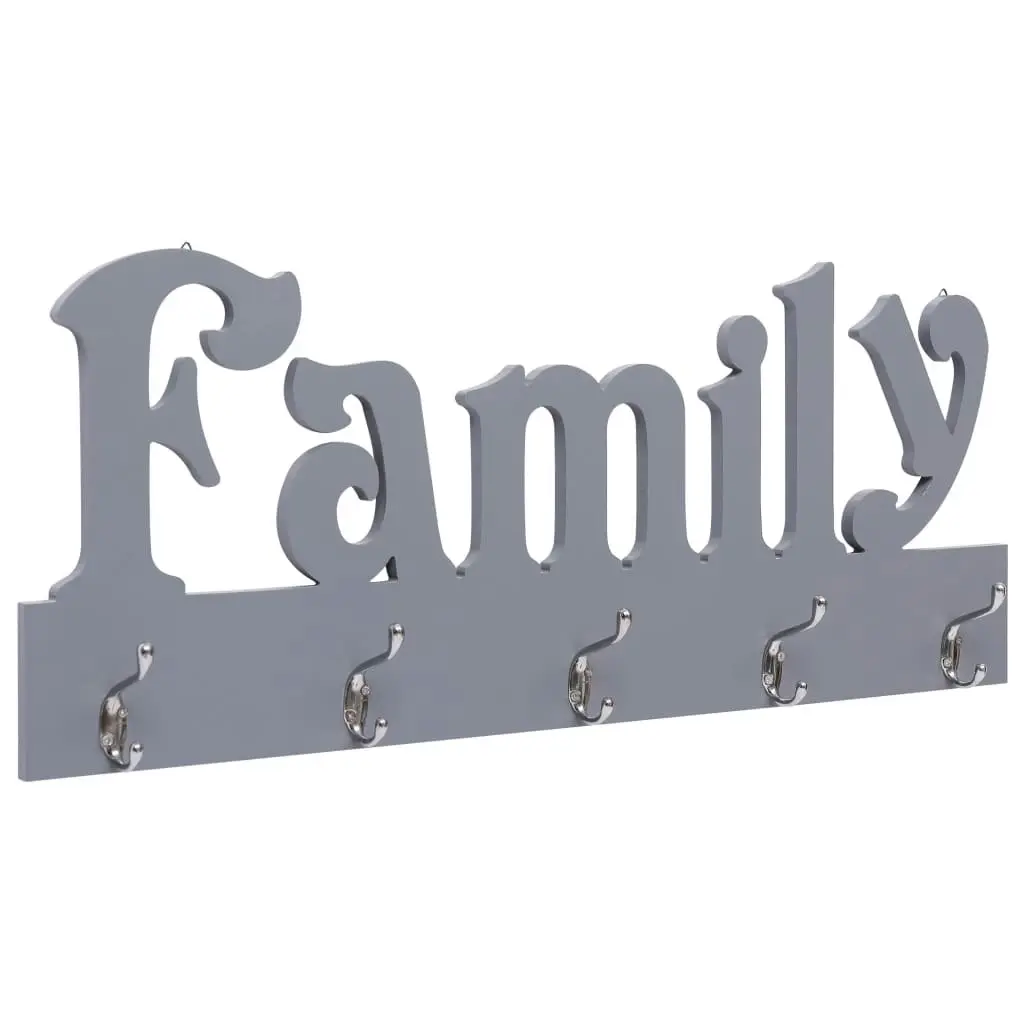 Wall Mounted Coat Rack FAMILY Grey 74x29.5 cm 284246