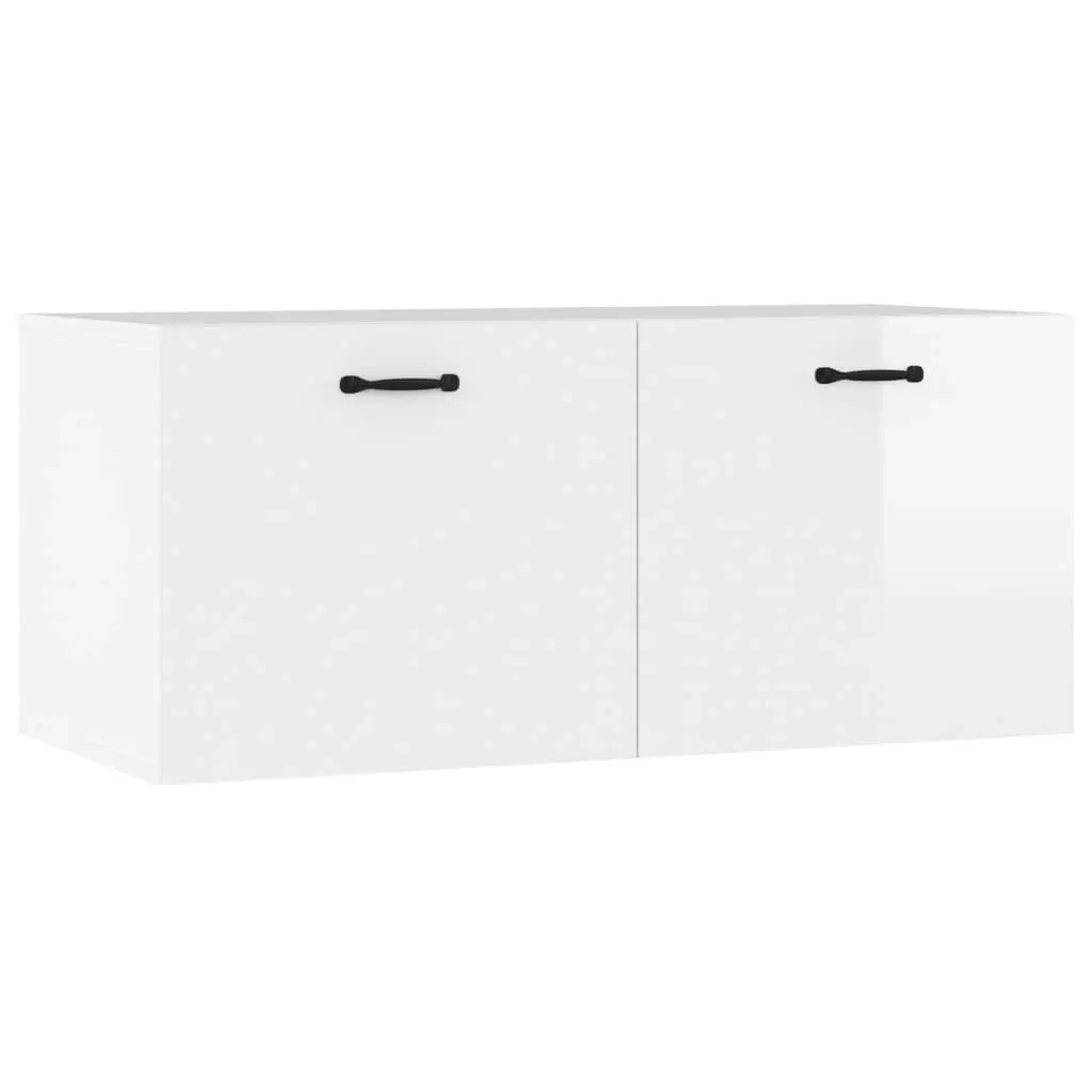 Wall Cabinet High Gloss White 80x36.5x35 cm Engineered Wood 812939