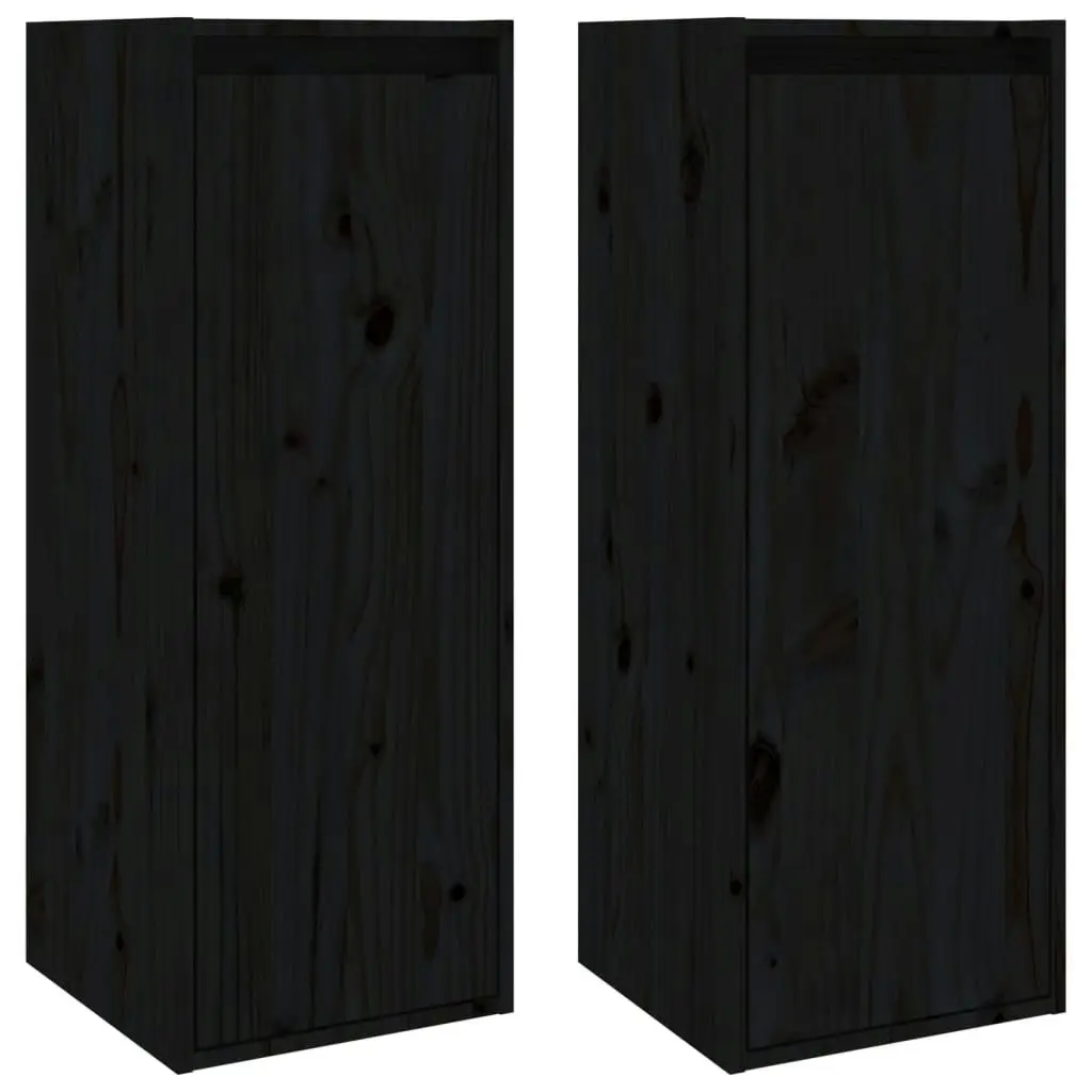 Wall Cabinets 2 pcs Black 30x30x80 cm Solid Wood Pine 813504