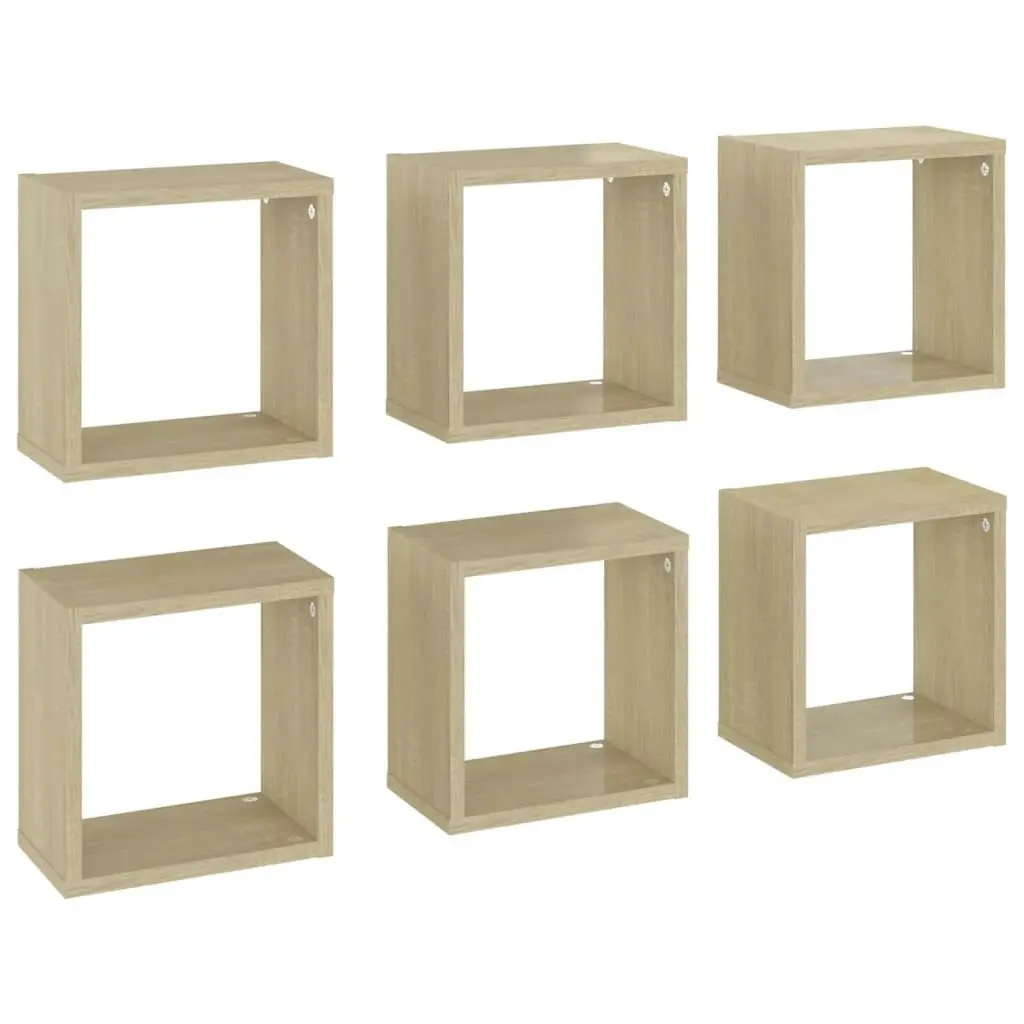 Wall Cube Shelves 6 pcs Sonoma Oak 26x15x26 cm 807036