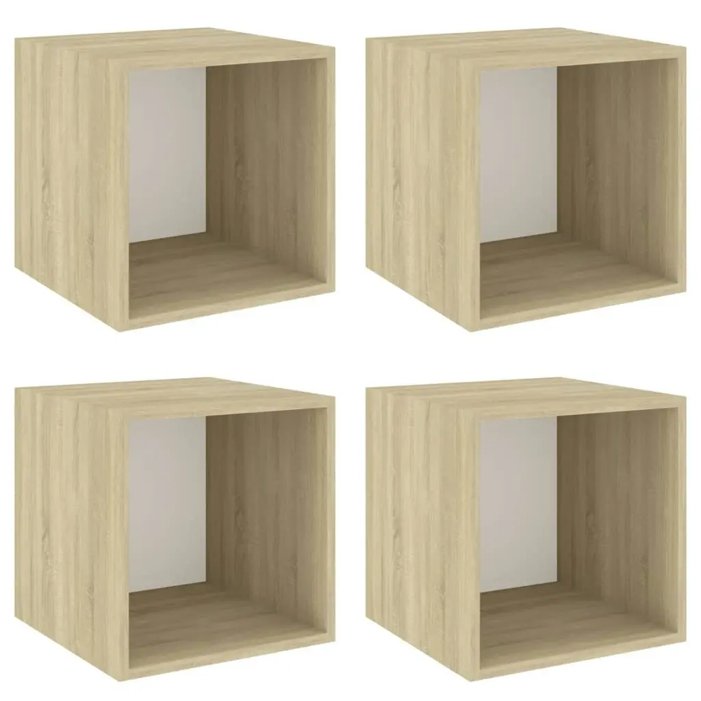 Wall Cabinets 4 pcs White and Sonoma Oak 37x37x37 cm Engineered Wood 805461