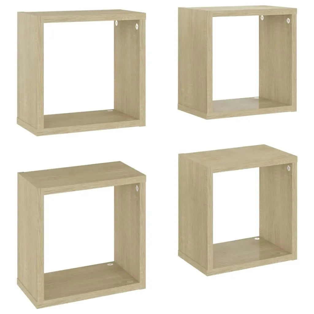 Wall Cube Shelves 4 pcs Sonoma Oak 26x15x26 cm 807035