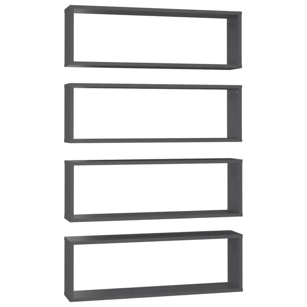 Wall Cube Shelves 4 pcs Grey 80x15x26.5 cm Engineered Wood 807113