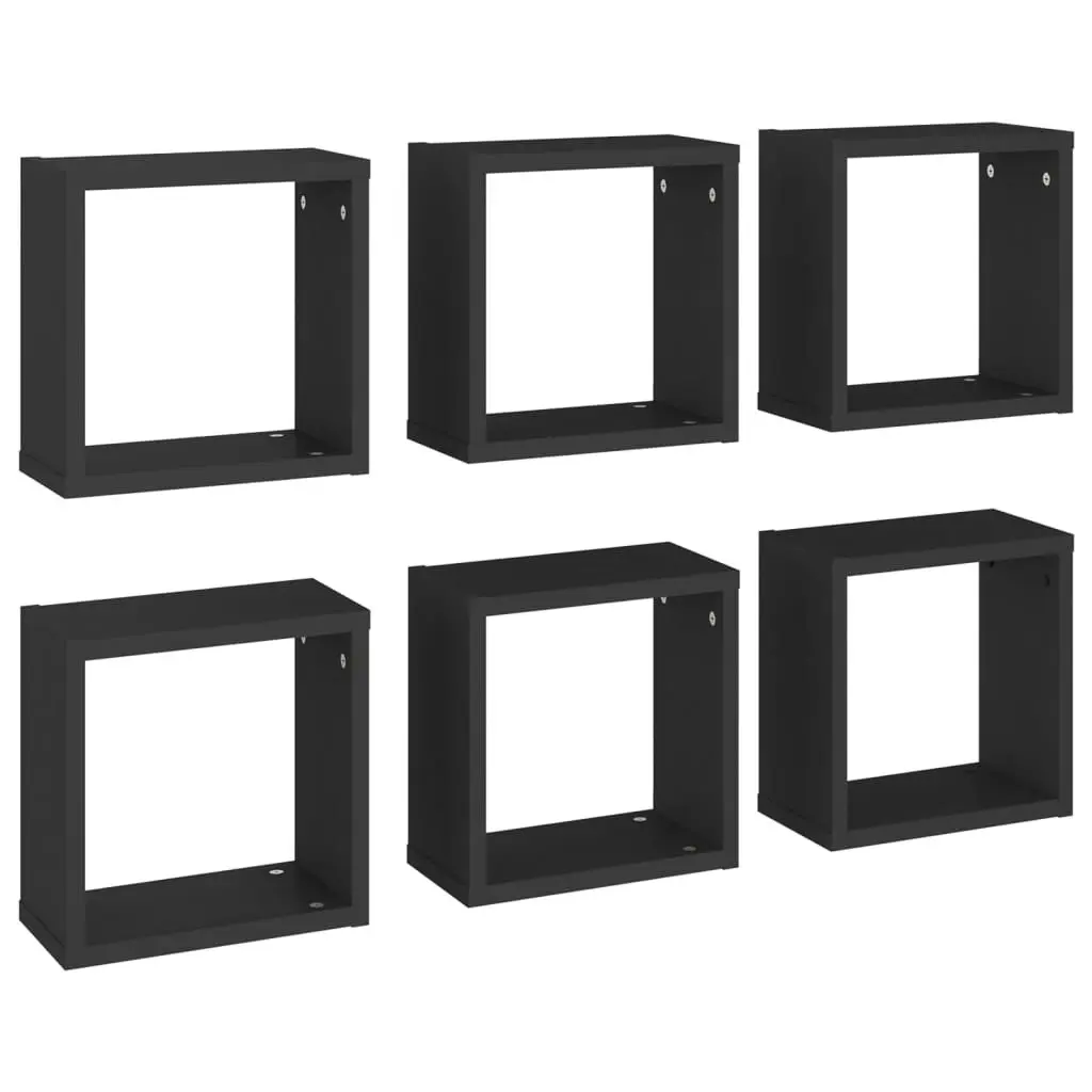 Wall Cube Shelves 6 pcs Black 30x15x30 cm 807003