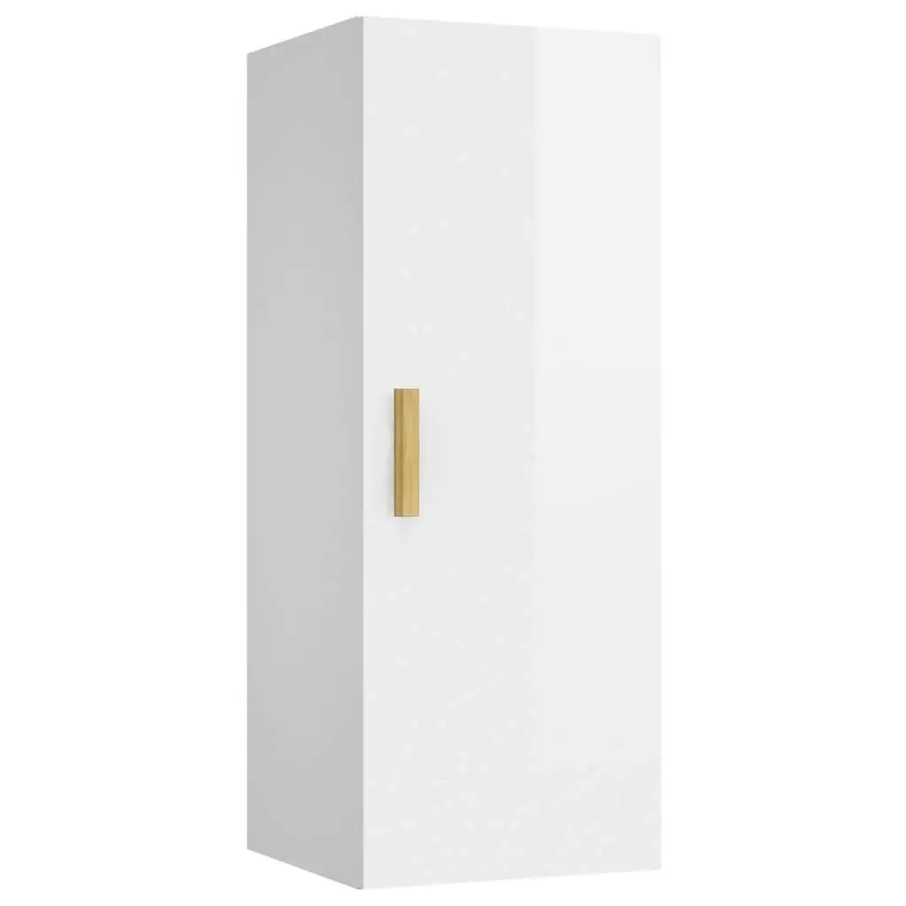 Wall Cabinet High Gloss White 34.5x34x90 cm Engineered Wood 812435