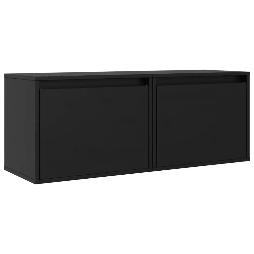 Wall Cabinets 2 pcs Black 45x30x35 cm Solid Wood Pine 813444