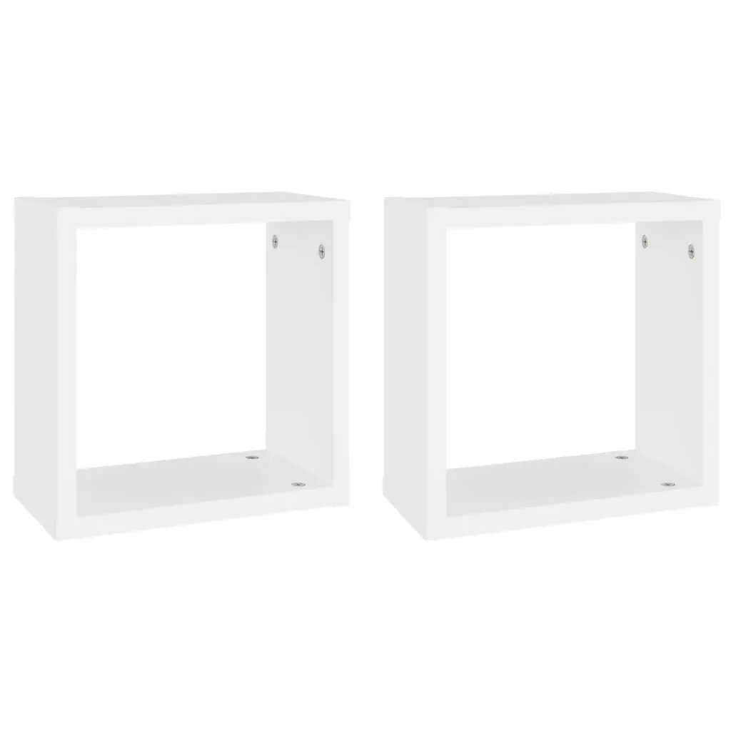 Wall Cube Shelves 2 pcs White 30x15x30 cm 806998