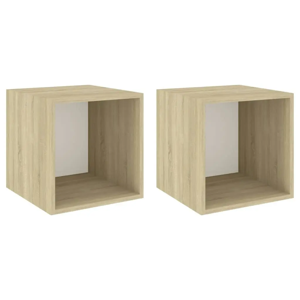 Wall Cabinets 2 pcs White and Sonoma Oak 37x37x37 cm Engineered Wood 805460