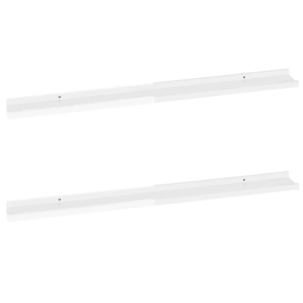 Wall Shelves 2 pcs High Gloss White 100x9x3 cm 326651