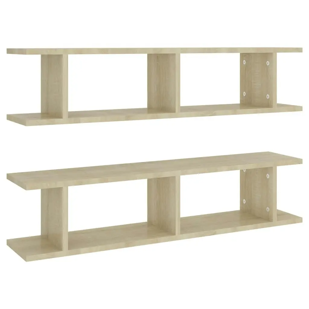 Wall Shelves 2 pcs Sonoma Oak 90x18x20 cm Engineered Wood 807199